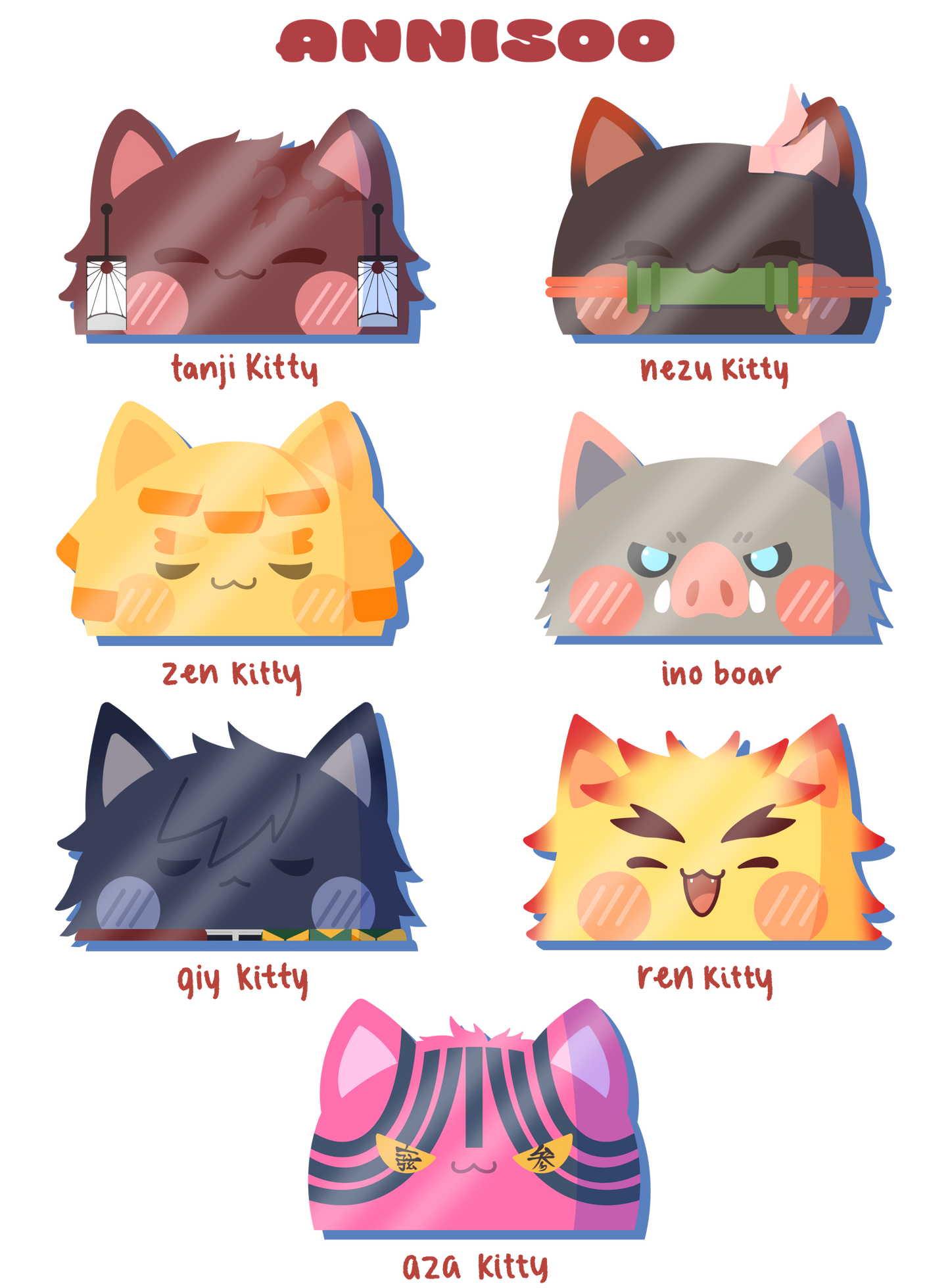 kny kitty peeker stickers