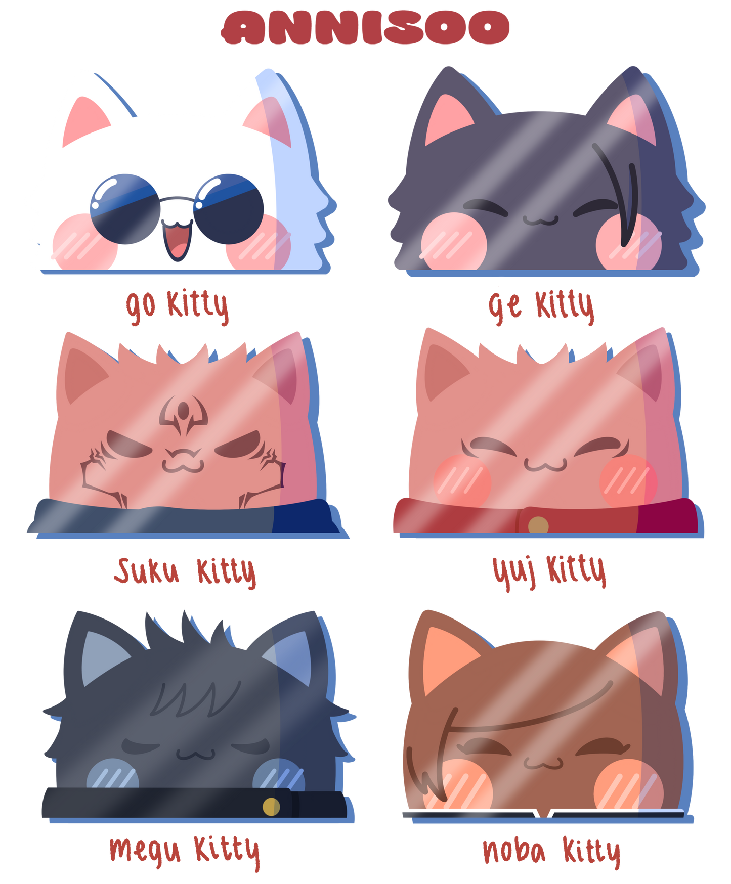 jjk kitty peeker stickers