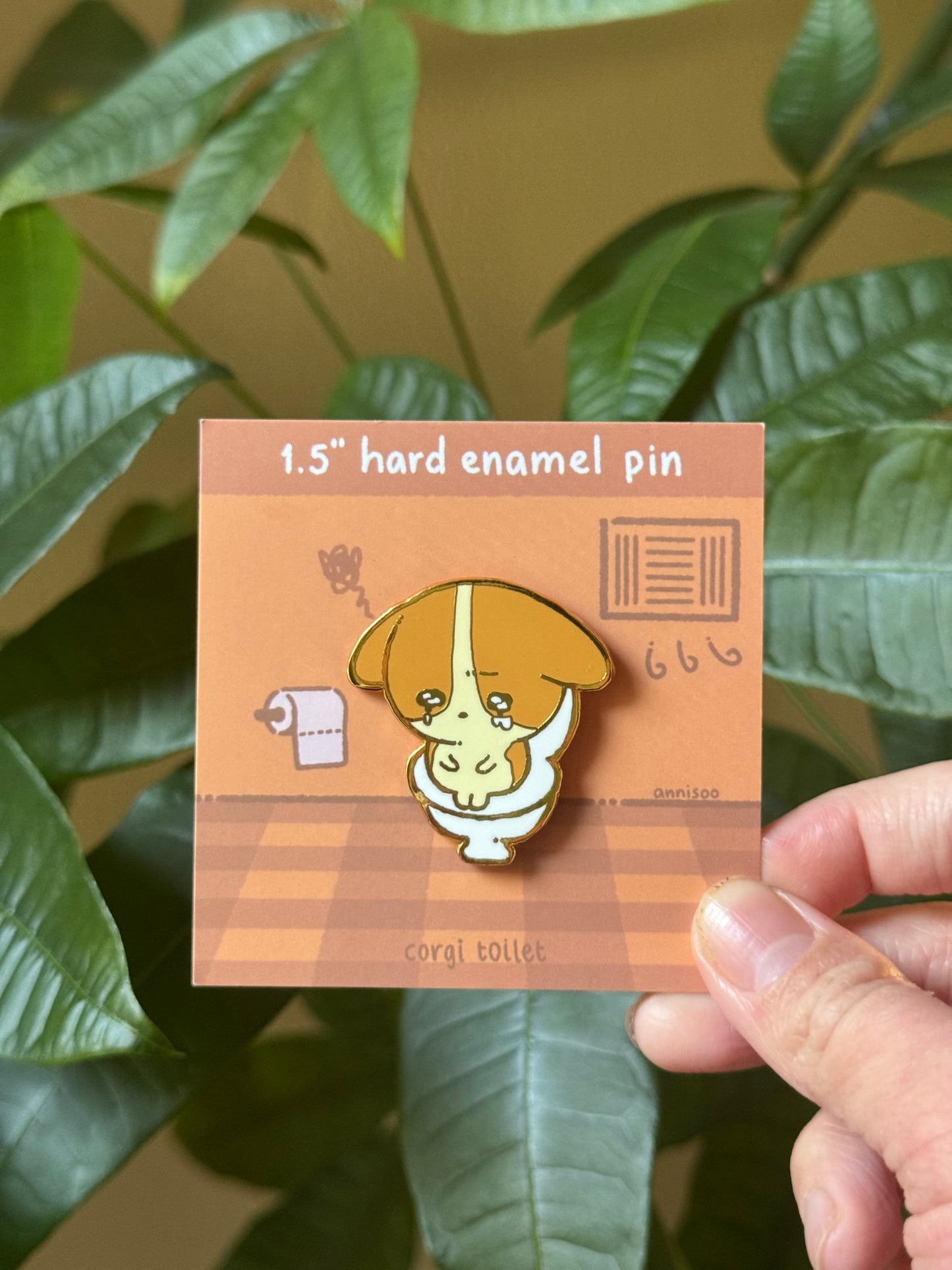 corgi toilet enamel pin