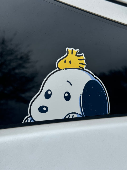white pup peeker sticker
