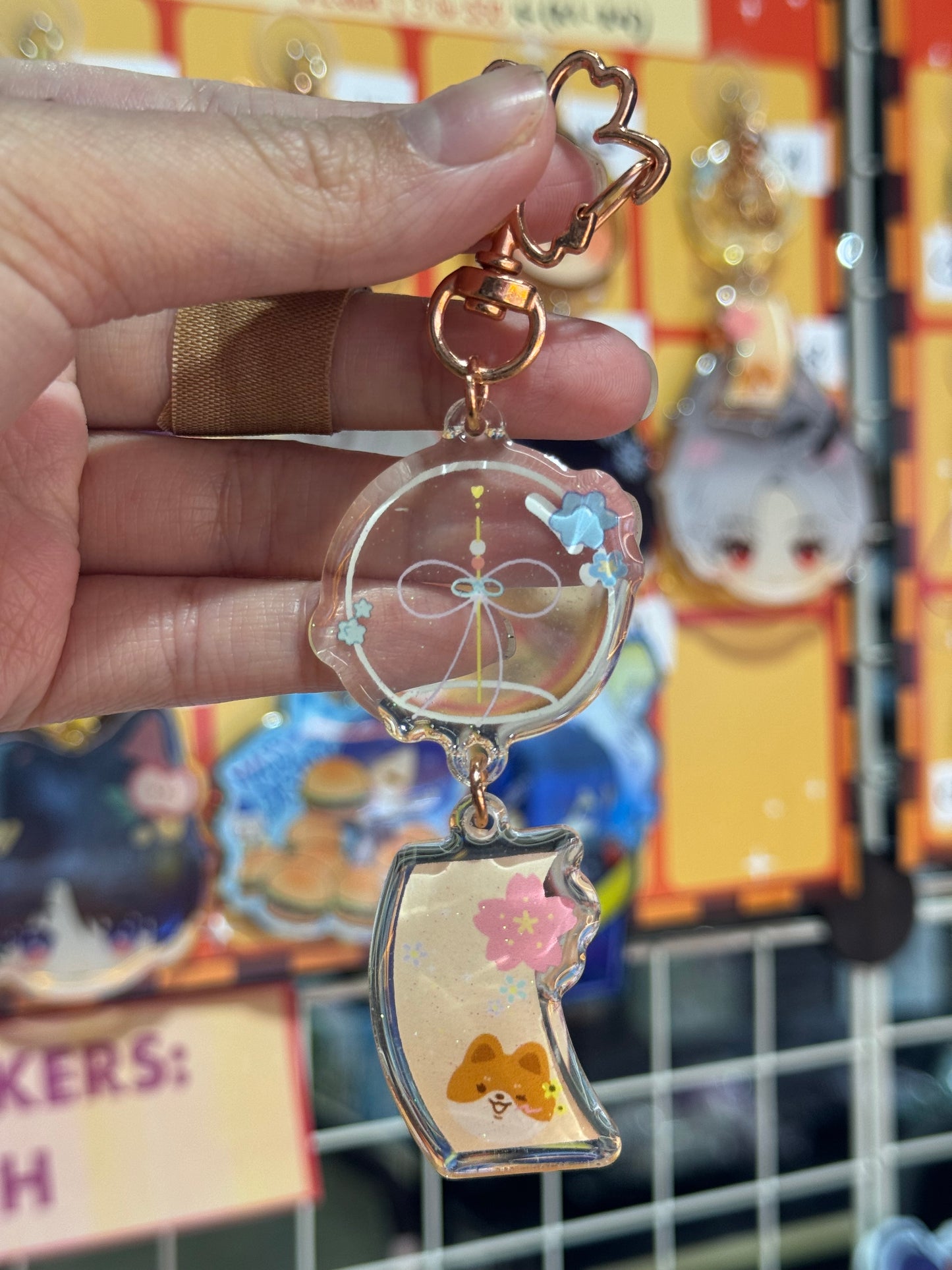 corgi wind chime keychain