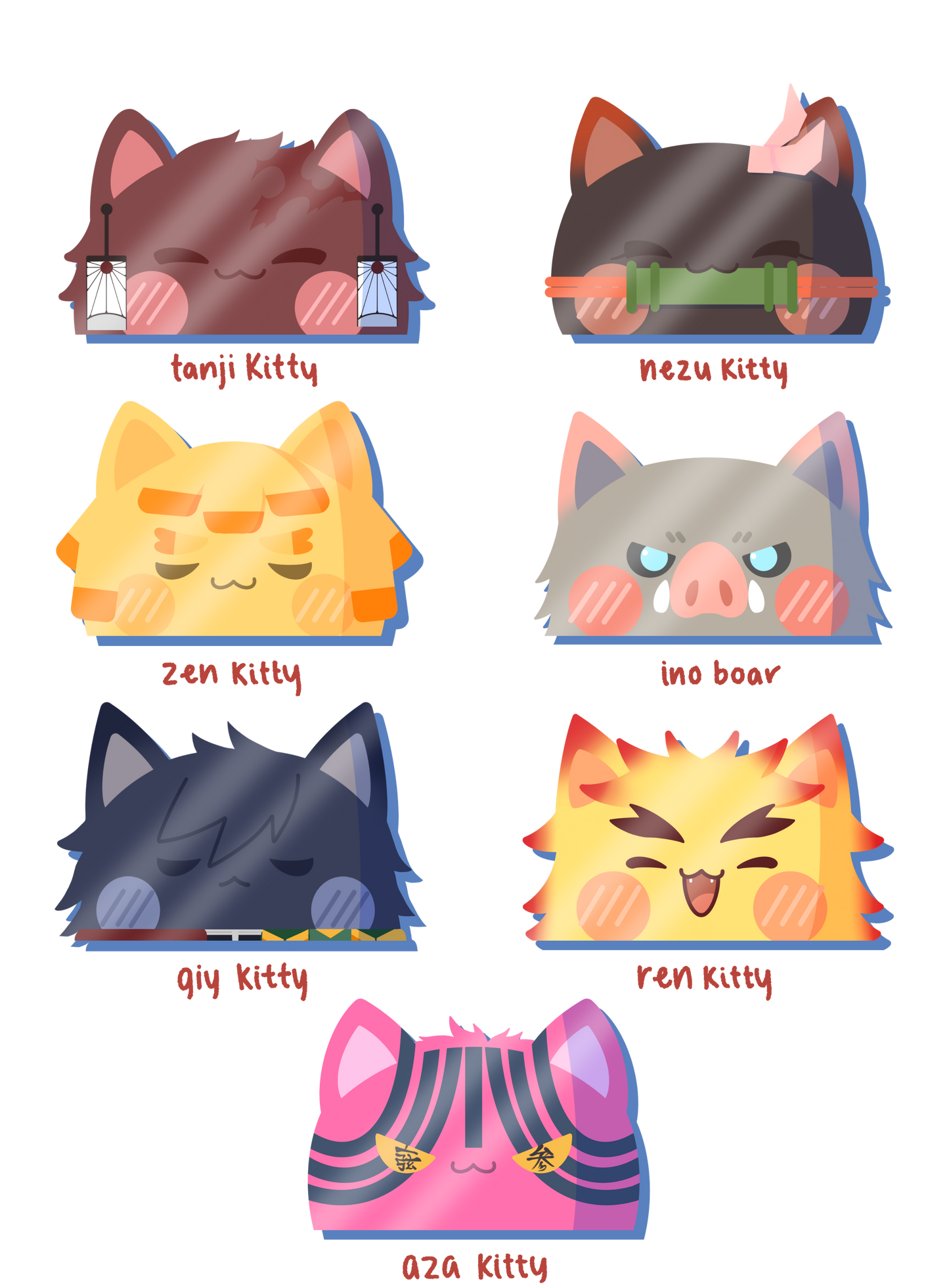 kny kitty peeker stickers
