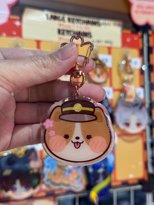 corgi flower keychain