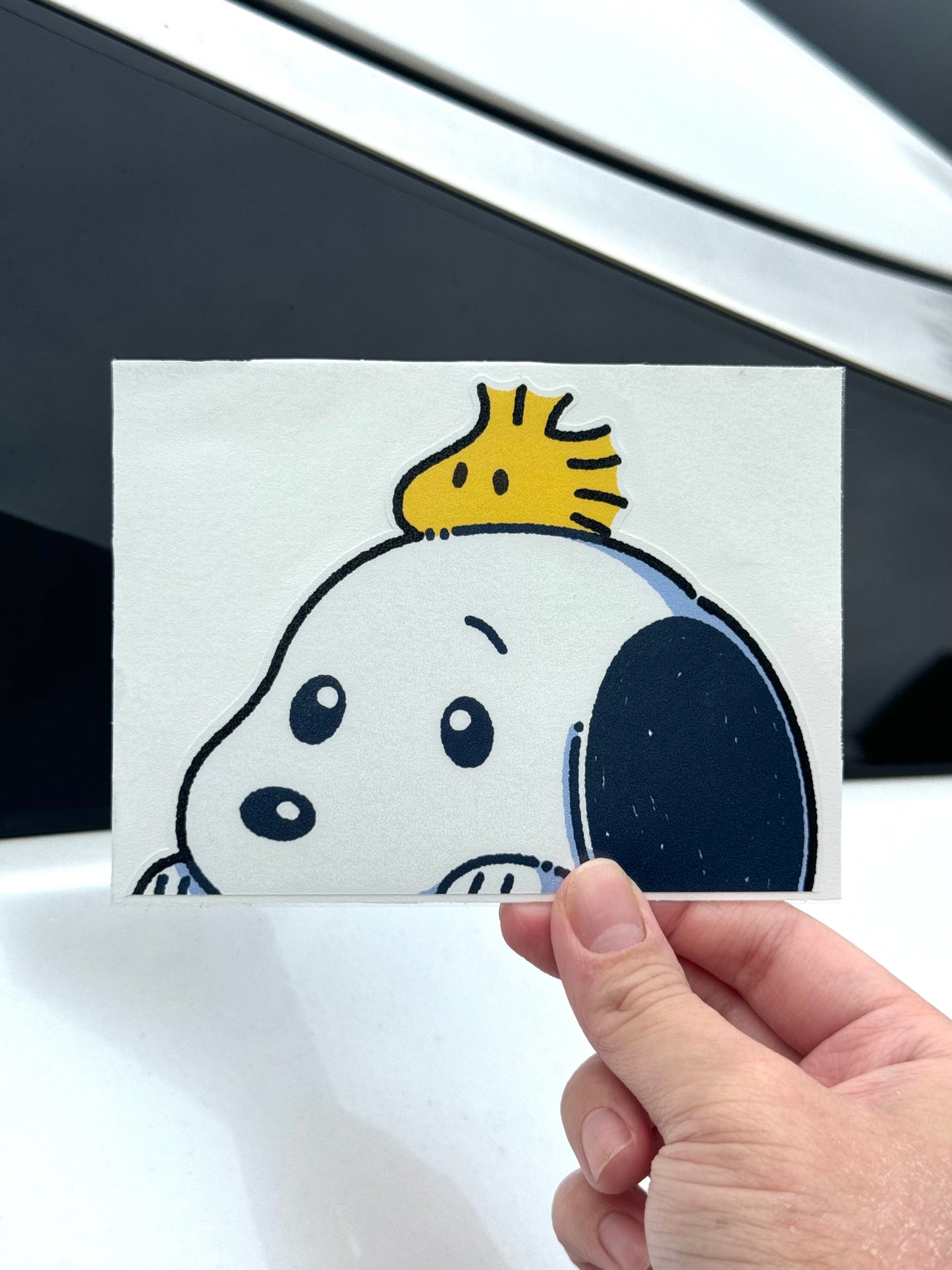 white pup peeker sticker