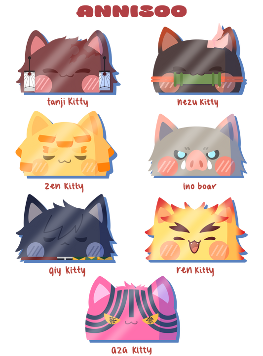 kny kitty peeker stickers